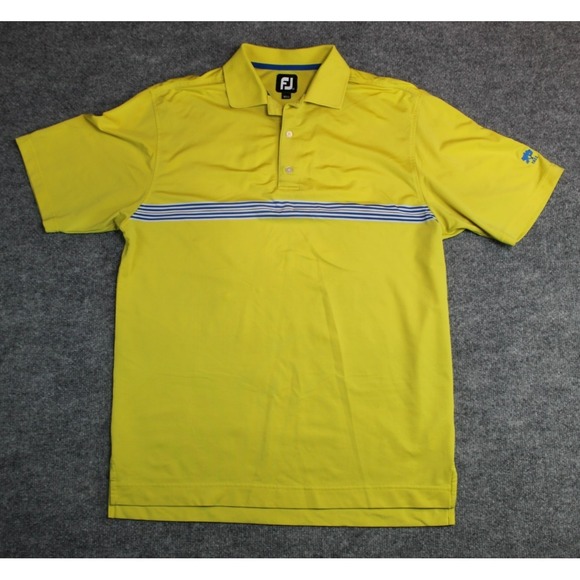 FootJoy Other - Footjoy Men's Short Sleeve Golf Polo Shirt Yellow Blue Stripes Medium WCC